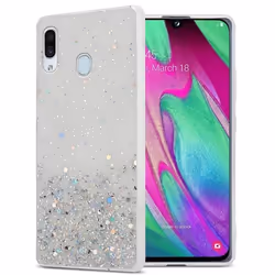 Coque pour Samsung Galaxy A40 Etui en Transparent avec Paillettes Case Cover Housse Protection Silicone TPU Paillettes Glitte ...