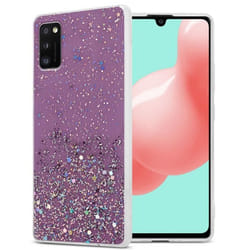 Coque pour Samsung Galaxy A41 Etui en Violet avec Paillettes Case Cover Housse Protection Silicone TPU Paillettes Glitter