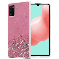 Coque pour Samsung Galaxy A41 Etui en Rose avec Paillettes Case Cover Housse Protection Silicone TPU Paillettes Glitter