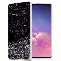 Coque pour Samsung Galaxy S10 4G Etui en Noir avec Paillettes Case Cover Housse Protection Silicone TPU Paillettes Glitter