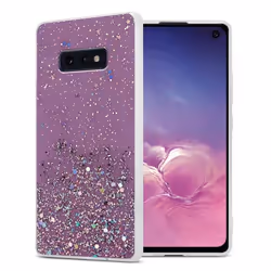 Coque pour Samsung Galaxy S10e Etui en Violet avec Paillettes Case Cover Housse Protection Silicone TPU Paillettes Glitter
