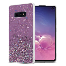 Coque pour Samsung Galaxy S10e Etui en Violet avec Paillettes Case Cover Housse Protection Silicone TPU Paillettes Glitter