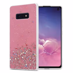 Coque pour Samsung Galaxy S10e Etui en Rose avec Paillettes Case Cover Housse Protection Silicone TPU Paillettes Glitter