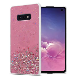 Coque pour Samsung Galaxy S10e Etui en Rose avec Paillettes Case Cover Housse Protection Silicone TPU Paillettes Glitter