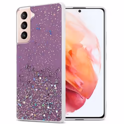 Coque pour Samsung Galaxy S21 5G Etui en Violet avec Paillettes Case Cover Housse Protection Silicone TPU Paillettes Glitter