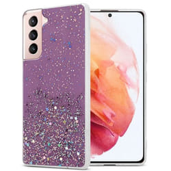 Coque pour Samsung Galaxy S21 5G Etui en Violet avec Paillettes Case Cover Housse Protection Silicone TPU Paillettes Glitter