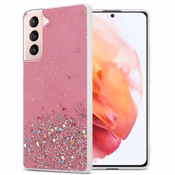 Coque pour Samsung Galaxy S21 5G Etui en Rose avec Paillettes Case Cover Housse Protection Silicone TPU Paillettes Glitter