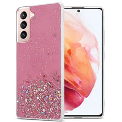 Coque pour Samsung Galaxy S21 5G Etui en Rose avec Paillettes Case Cover Housse Protection Silicone TPU Paillettes Glitter