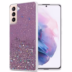 Coque pour Samsung Galaxy S21 PLUS Etui en Violet avec Paillettes Case Cover Housse Protection Silicone TPU Paillettes Glitte ...