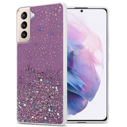 Coque pour Samsung Galaxy S21 PLUS Etui en Violet avec Paillettes Case Cover Housse Protection Silicone TPU Paillettes Glitter