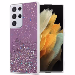 Coque pour Samsung Galaxy S21 ULTRA Etui en Violet avec Paillettes Case Cover Housse Protection Silicone TPU Paillettes Glitt ...