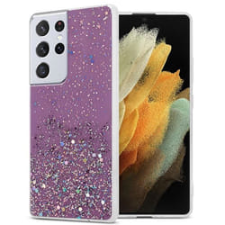 Coque pour Samsung Galaxy S21 ULTRA Etui en Violet avec Paillettes Case Cover Housse Protection Silicone TPU Paillettes Glitter