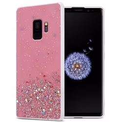 Coque pour Samsung Galaxy S9 Etui en Rose avec Paillettes Case Cover Housse Protection Silicone TPU Paillettes Glitter