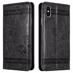Coque pour Apple iPhone XS MAX Housse en Noir Etui Case Cover Protection Portefeuille Wallet