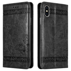 Coque pour Apple iPhone XS MAX Housse en Noir Etui Case Cover Protection Portefeuille Wallet