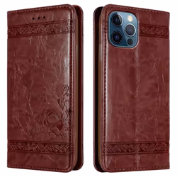 Coque pour Apple iPhone 12 PRO MAX Housse en Rouge Foncé Etui Case Cover Protection Portefeuille Wallet