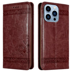 Coque pour Apple iPhone 13 PRO Housse en Rouge Foncé Etui Case Cover Protection Portefeuille Wallet