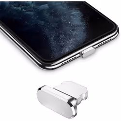Bouchon de protection pour Apple iPhone en Argent contre la poussière pour le port de chargement