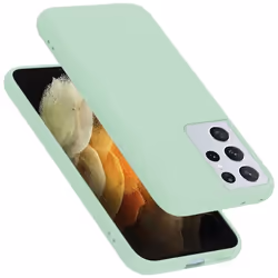 Coque pour Samsung Galaxy S22 ULTRA Housse en LIQUID LIGHT GREEN Etui Case Cover Protection en Silicone TPU telephone portabl ...