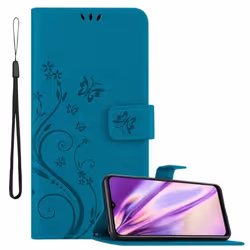 Coque pour Samsung Galaxy A13 5G Housse en BLEU FLORAL Etui Case Cover Protection Floral Portefeuille Wallet