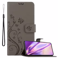 Coque pour Samsung Galaxy S22 Housse en GRIS FLORAL Etui Case Cover Protection Floral Portefeuille Wallet