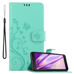 Coque pour Samsung Galaxy XCover 5 Housse en TURQUOISE FLORAL Etui Case Cover Protection Floral Portefeuille Wallet