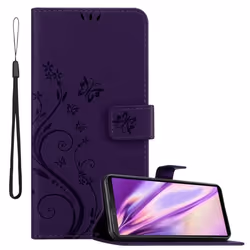 Coque pour Sony Xperia 10 III Housse en LILAS FONCÉ FLORAL Etui Case Cover Protection Floral Portefeuille Wallet
