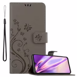 Coque pour Vivo V21 4G / 5G Housse en GRIS FLORAL Etui Case Cover Protection Floral Portefeuille Wallet
