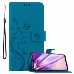 Coque pour Xiaomi RedMi 9T / POCO M3 Housse en BLEU FLORAL Etui Case Cover Protection Floral Portefeuille Wallet