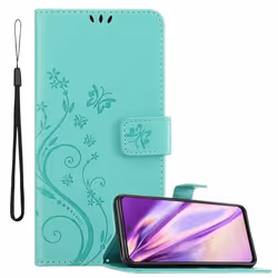 Coque - CADORABO - Xiaomi RedMi 10 - Floral Turquoise - Similicuir - Fonction Stand