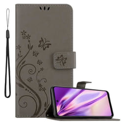 Coque pour Motorola MOTO G51 5G Housse en GRIS FLORAL Etui Case Cover Protection Floral Portefeuille Wallet