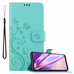Coque pour Motorola MOTO G51 5G Housse en TURQUOISE FLORAL Etui Case Cover Protection Floral Portefeuille Wallet