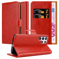 Coque pour Samsung Galaxy S22 ULTRA en ROUGE CERISE Cover Protection fonction de support