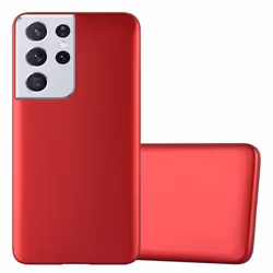 Coque - CADORABO - Samsung Galaxy S22 ULTRA - Métallique Rouge - Protection Silicone TPU - Design Fin