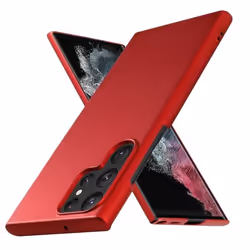 Housse pour Samsung Galaxy S22 ULTRA Coque en METALLIC ROUGE Hard Case Cover EtuiProtection métallique Cover