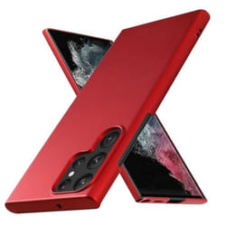 Housse pour Samsung Galaxy S22 ULTRA Coque en METALLIC ROUGE Hard Case Cover EtuiProtection métallique Cover