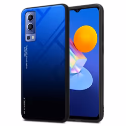 Coque pour Vivo Y52 5G / Y72 5G - CADORABO - Bicolore BLEU - NOIR - Protection TPU - Antidérapante