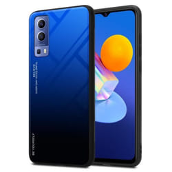 Coque pour Vivo Y52 5G / Y72 5G - CADORABO - Bicolore BLEU - NOIR - Protection TPU - Antidérapante