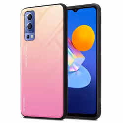 Coque - CADORABO - Vivo Y52 5G / Y72 5G - Bicolore Jaune/Rose - Silicone TPU - Verre Trempé
