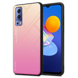 Coque - CADORABO - Vivo Y52 5G / Y72 5G - Bicolore Jaune/Rose - Silicone TPU - Verre Trempé