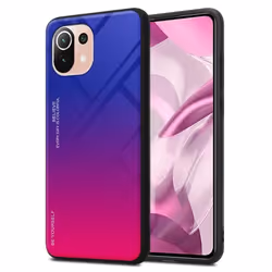 Cadorabo Coque pour Xiaomi Mi 11 LITE (4G / 5G) / 11 LITE NE en VIOLETT - ROUGE Etui Protection Housse bicolore verre trempé