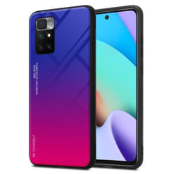 Coque pour Xiaomi RedMi 10 Housse en VIOLETT - ROUGE Etui Case Cover Protection bicolore TPU
