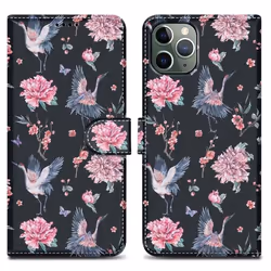 Coque - CADORABO - iPhone 11 PRO MAX - Etui en Similicuir - Fermeture Magnétique - Design Grue & Fleurs No. 9