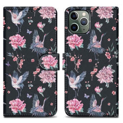 Coque - CADORABO - iPhone 11 PRO MAX - Etui en Similicuir - Fermeture Magnétique - Design Grue & Fleurs No. 9
