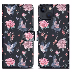 Coque pour Apple iPhone 13 MINI Etui en Grue & Fleurs No. 9 Housse Case Cover Protection fermeture magnétique Portefeuille Wa ...
