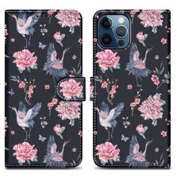 Coque pour Apple iPhone 13 PRO Etui en Grue & Fleurs No. 9 Housse Case Cover Protection fermeture magnétique Portefeuille Wal ...