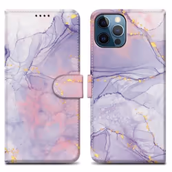 Coque pour Apple iPhone 13 PRO MAX Etui en Marbre Rose Lilas No. 5 Housse Case Cover Protection fermeture magnétique Portefeu ...