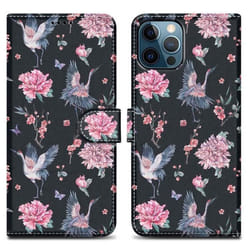 Coque pour Apple iPhone 13 PRO MAX Etui en Grue & Fleurs No. 9 Housse Case Cover Protection fermeture magnétique Portefeuille Wallet