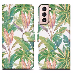 Coque pour Samsung Galaxy S21 FE Etui en Forêt Tropicale Verte No. 8 Housse Case Cover Protection fermeture magnétique Portef ...