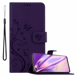 Coque pour Honor 50 LITE Housse en LILAS FONCÉ FLORAL Etui Case Cover Protection Floral Portefeuille Wallet